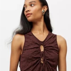 UO Anita Tie-Front Top Brown Size M